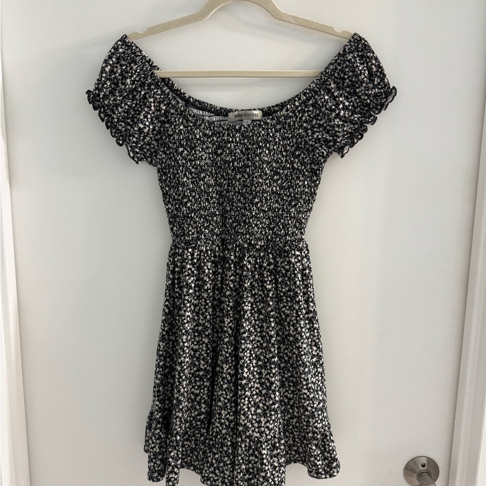 Urban Outfitters black & white floral rouched sundress